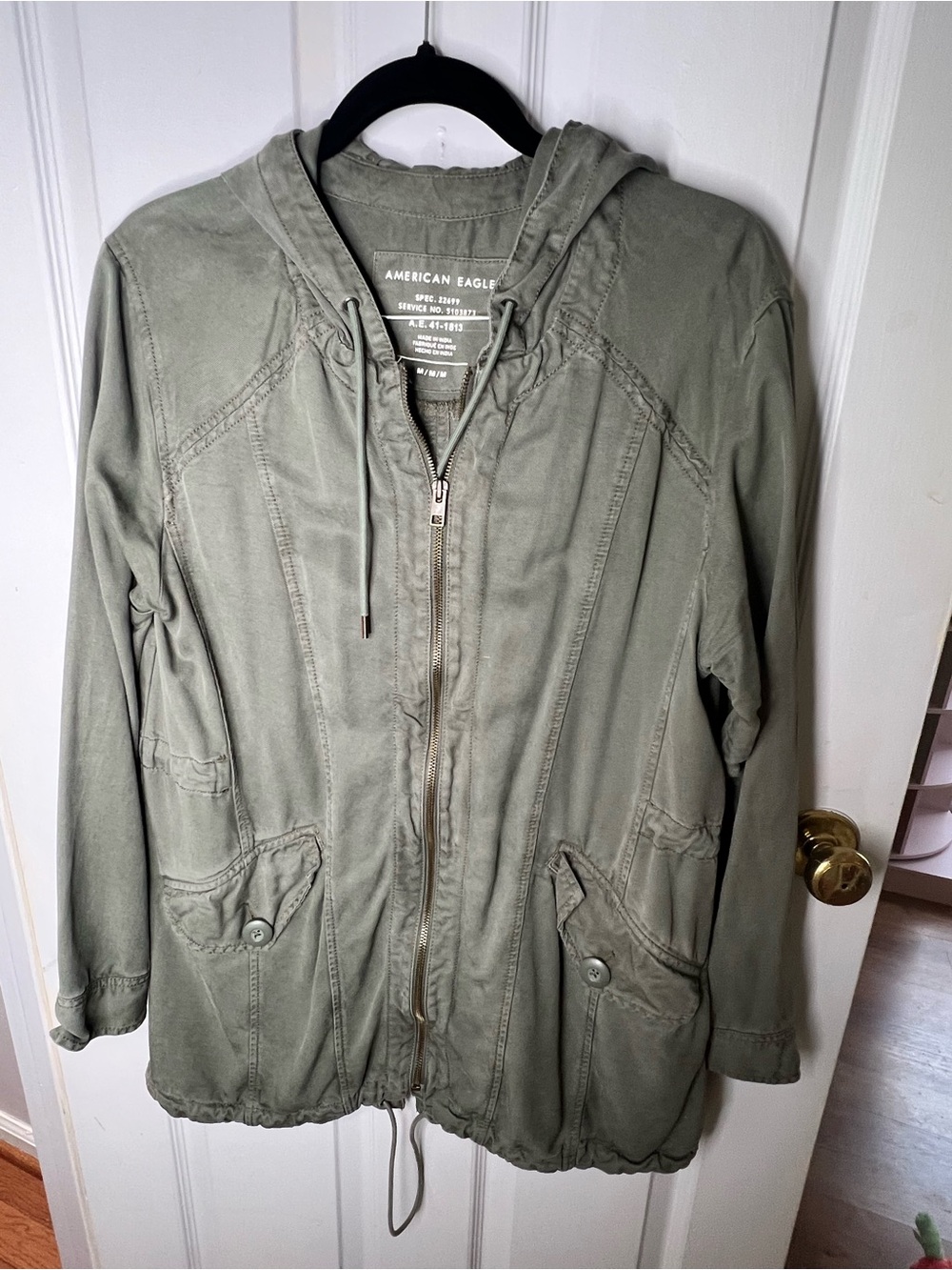 American Eagle Outfitters Olive Green Hooded Utility Jacket